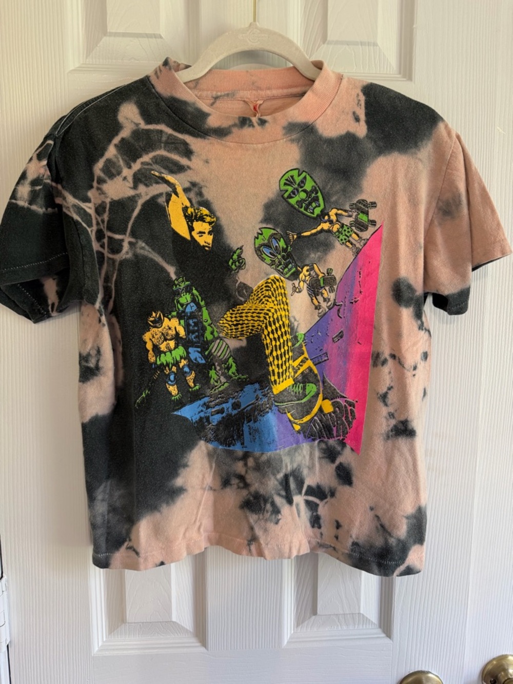 Vintage First Score Tie Dye Graphic Tee Skater Art 90s Style L